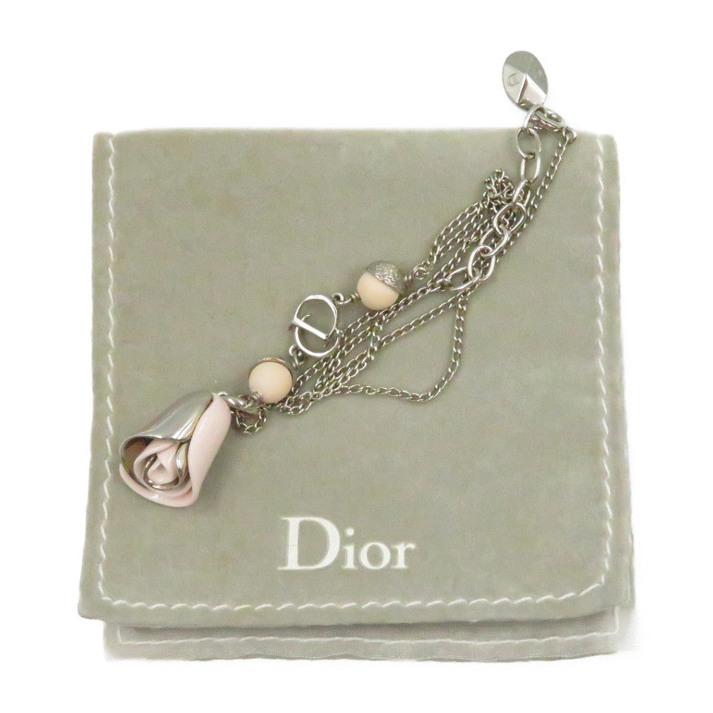美品 ディオール バラ フラワー モチーフ シルバー金具 ネックレス アクセサリー 0262 【中古】 Dior
