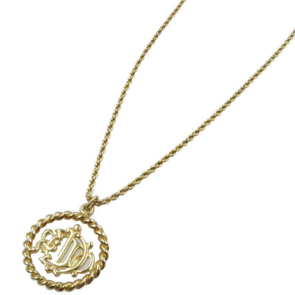 美品 クリスチャン ディオール ロゴ ネックレス ゴールド メタル レディース 0281【中古】Christian Dior