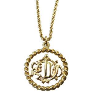美品 クリスチャン ディオール ロゴ ネックレス ゴールド メタル レディース 0281【中古】Christian Dior