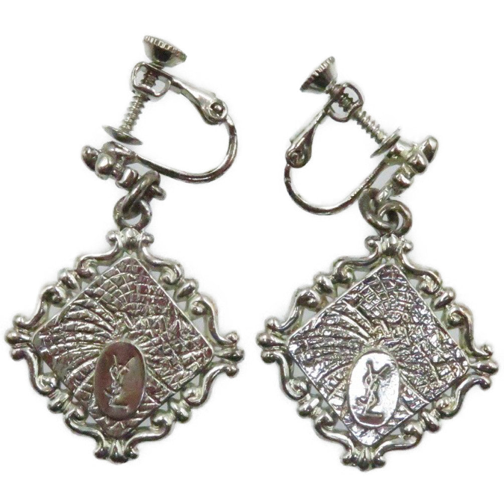 美品 イヴ サンローラン ヴィンテージ イヤリング シルバー ホワイト レディース 0160 【中古】YVES SAINT LAURENT