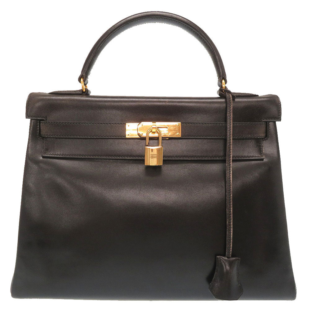 Bランク 割れなし 業者販売 エルメス ケリー32 内縫い ボックスカーフ ブラック ゴールド金具 ヴィンテージ ハンドバッグ バッグ HERMES 2号店